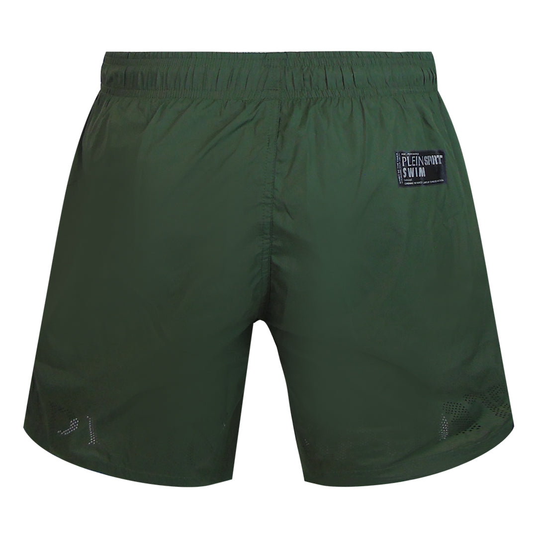Plein Sport Monotone Logo Medium Green Beach Shorts