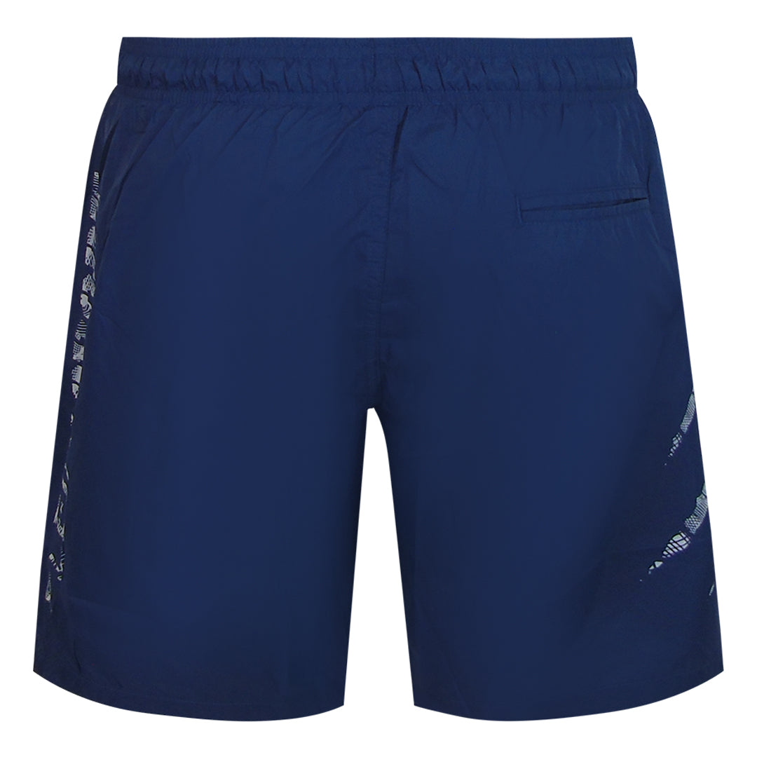 Plein Sport Scratch Logo Long Navy Blue Swim Shorts