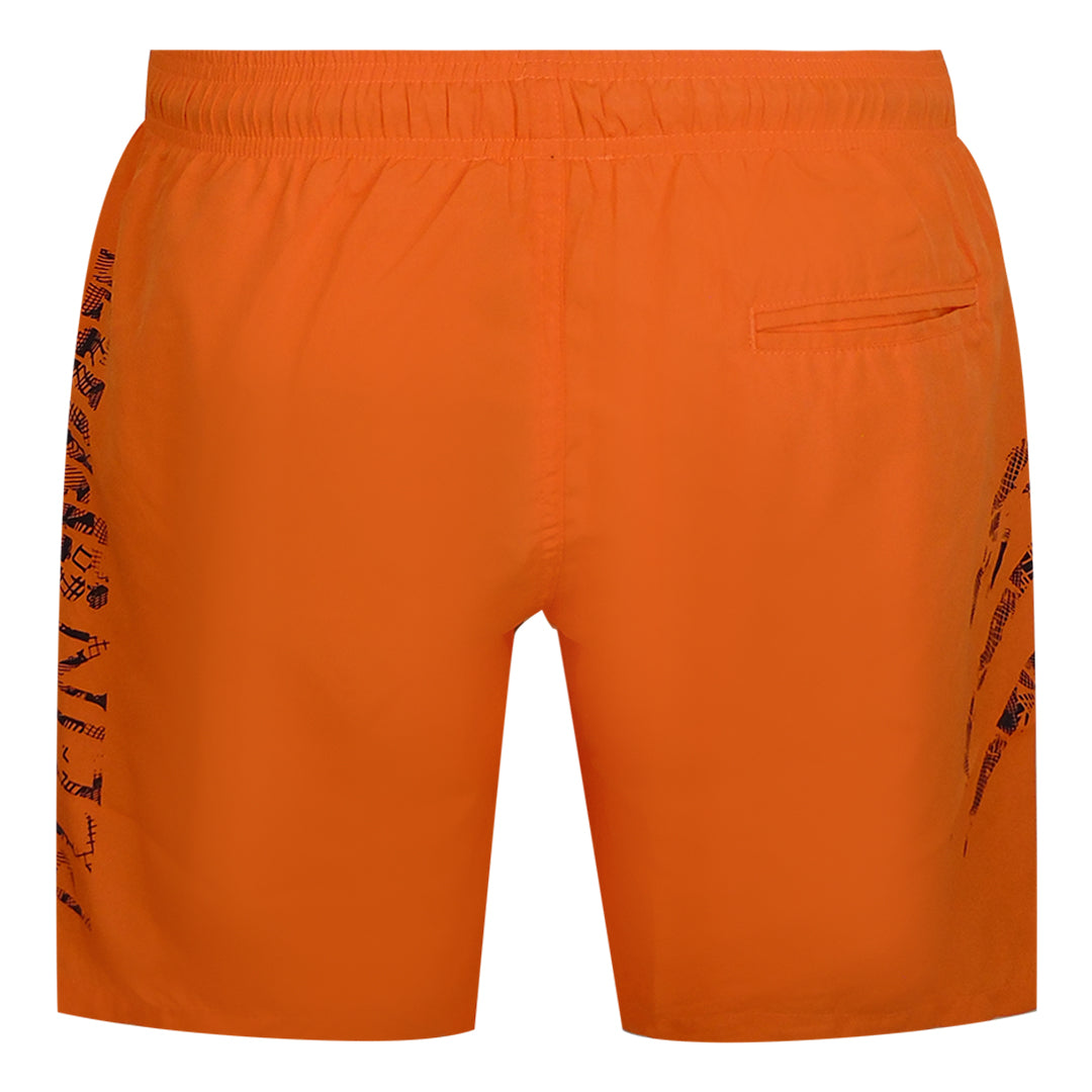 Plein Sport Scratch Logo Long Orange Swim Shorts