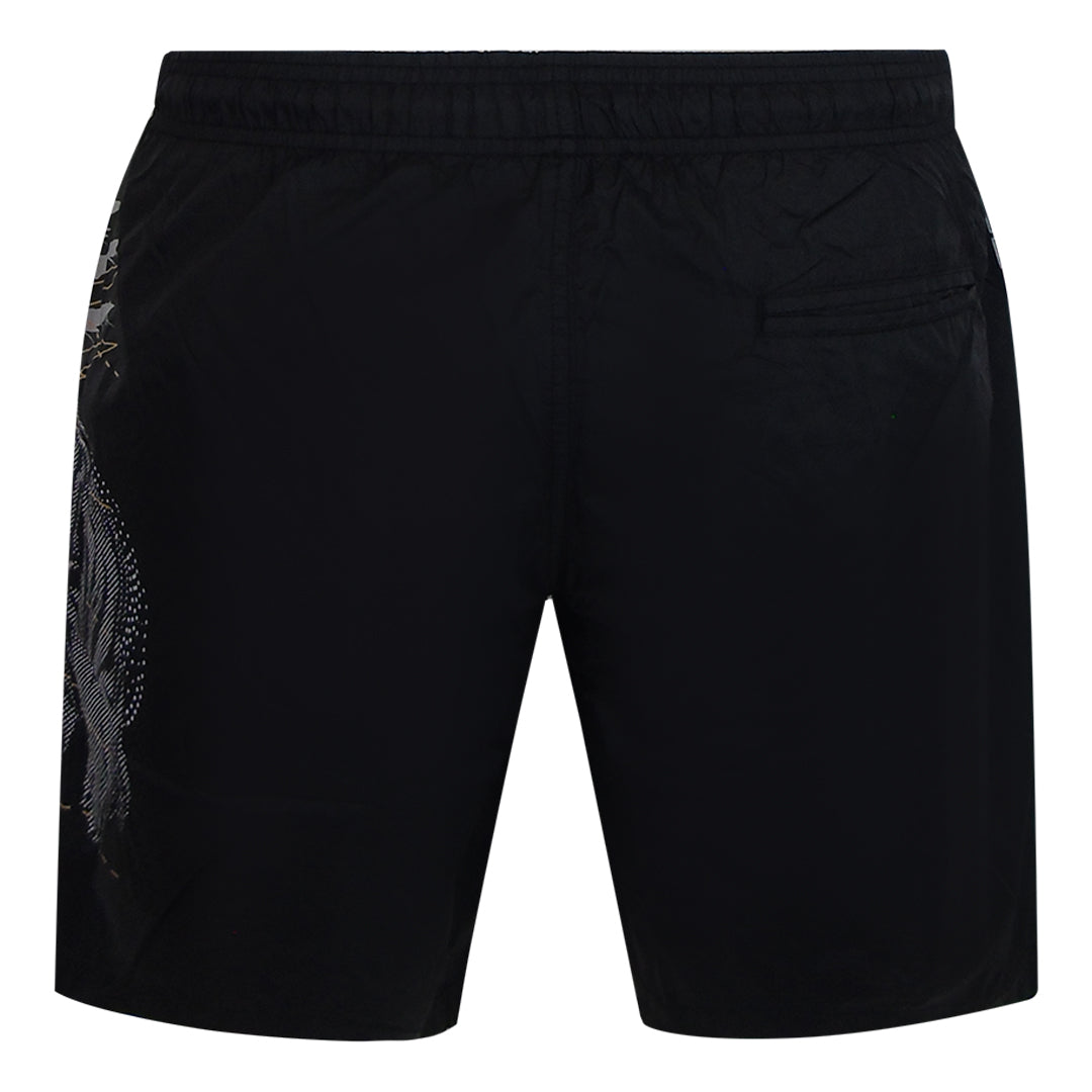 Plein Sport Golden Tiger Long Black Swim Shorts