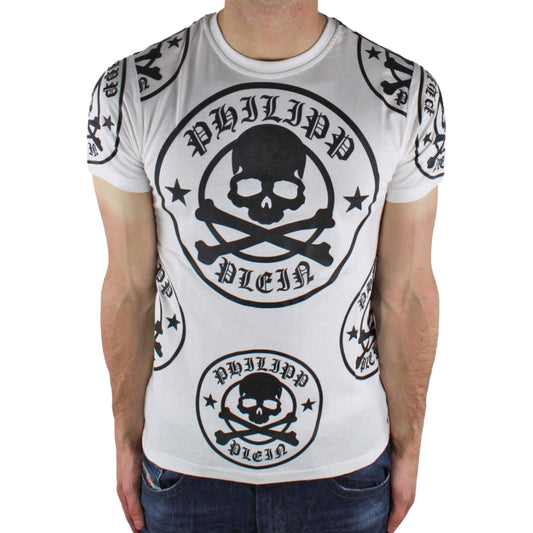PHILIPP PLEIN PLEIN P17C MTK0226 PJY002N T-SHIRT MTK02260102plum WHITE/BLACK T-SHIRT MALE S