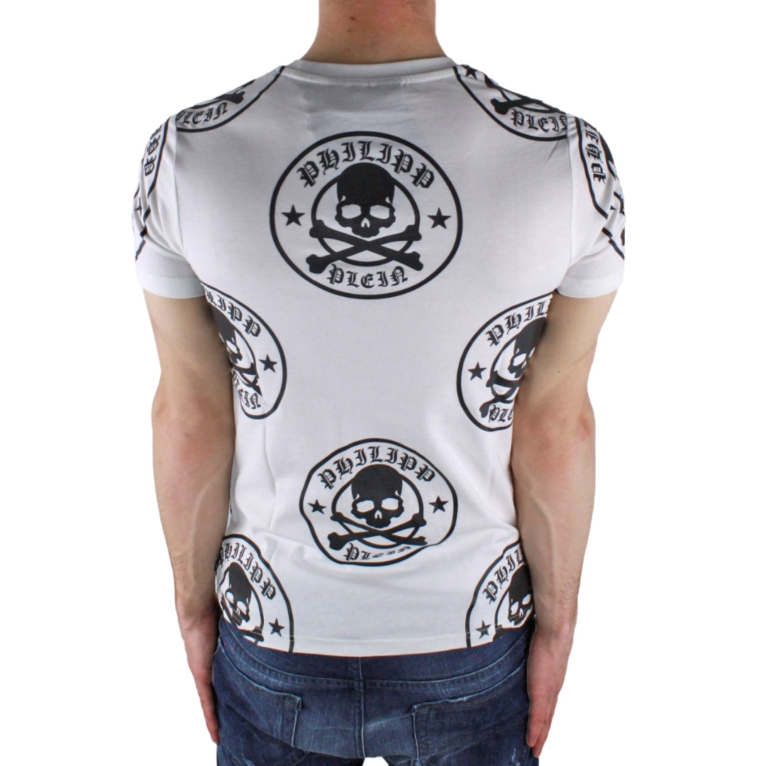 PHILIPP PLEIN PLEIN P17C MTK0226 PJY002N T-SHIRT MTK02260102plum WHITE/BLACK T-SHIRT MALE S