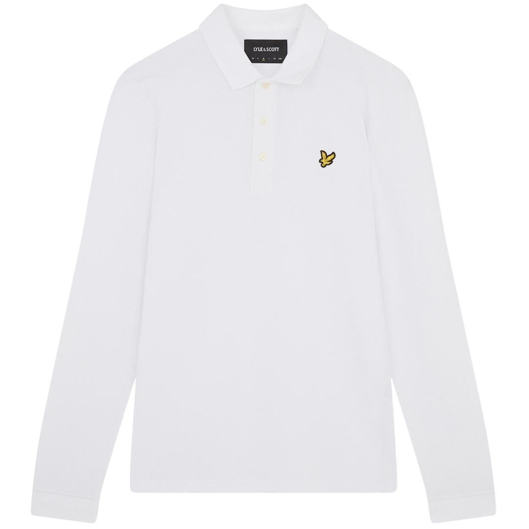 Lyle & Scott Plain White Long Sleeved Polo Shirt