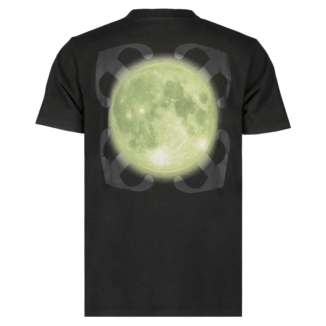 Off-White Super Moon Arrow Logo On Back Slim Fit Black T-Shirt M