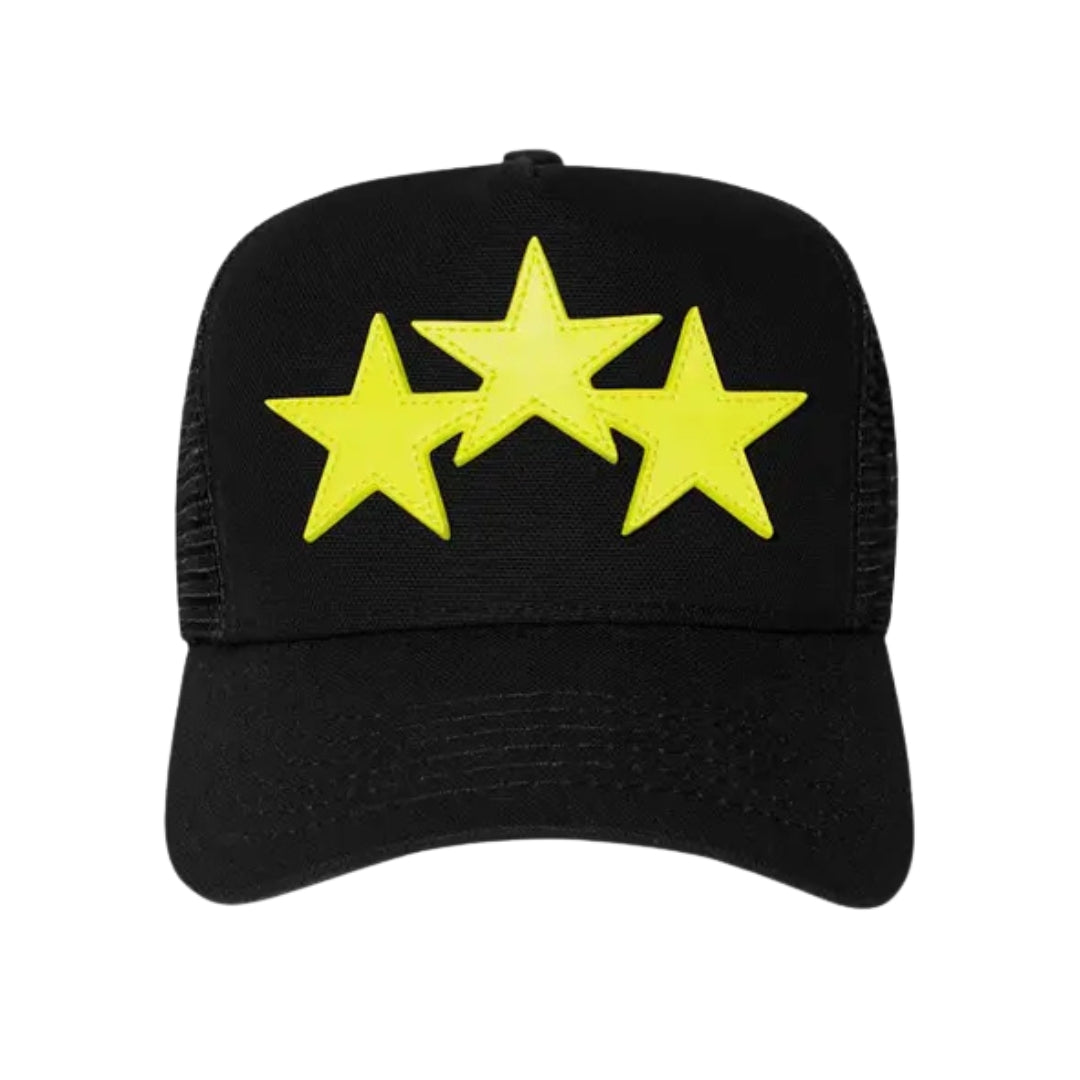 Amiri Three Star Trucker Hat Black Lime