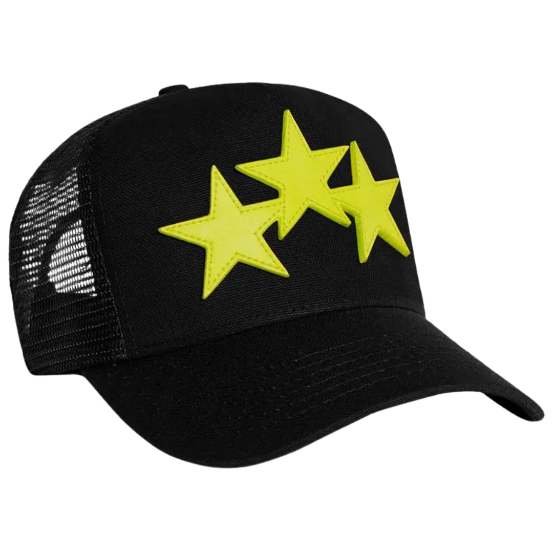 Amiri Three Star Trucker Hat Black Lime
