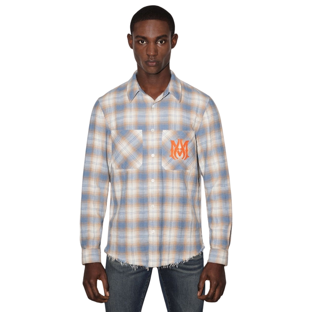 Amiri MA Vintage Stencil Plaid Blue