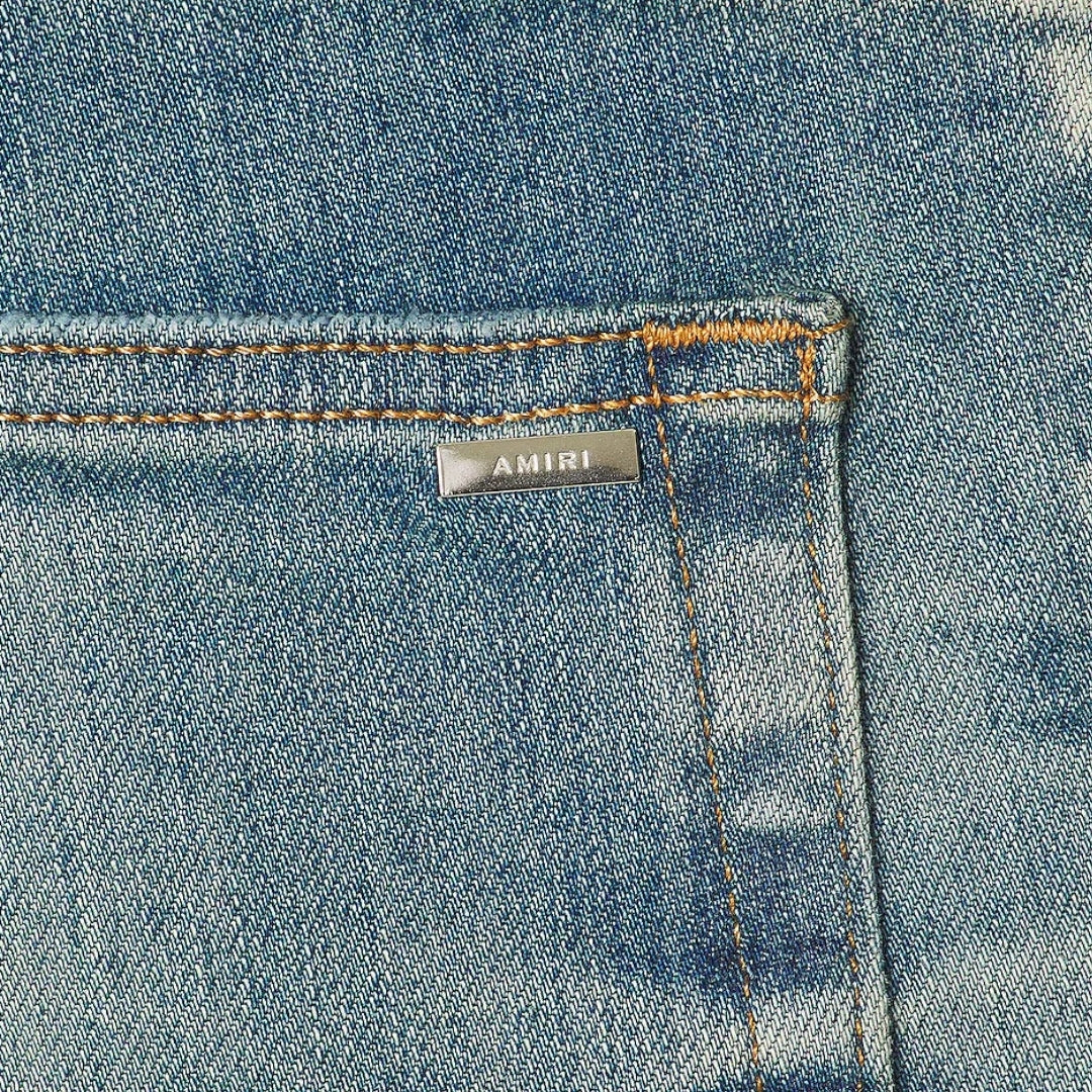 Amiri MX1 Bleached MA Honery Comb Indigo Blue Jeans