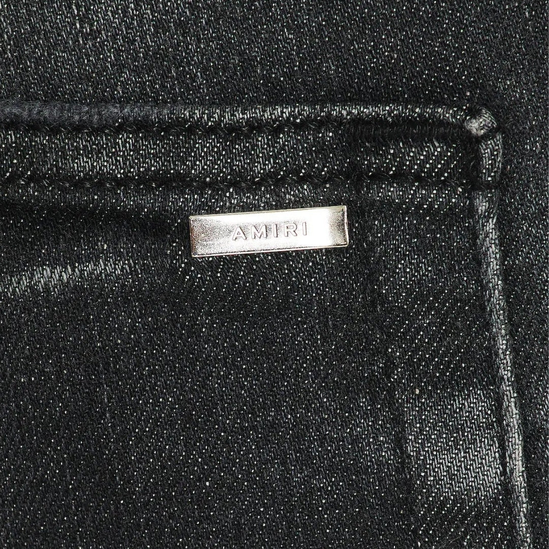 Amiri MX1 Leather Storm Grey Jeans