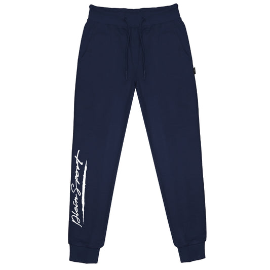 Plein Sport Large Signature Logo Navy Blue Sweatpants S