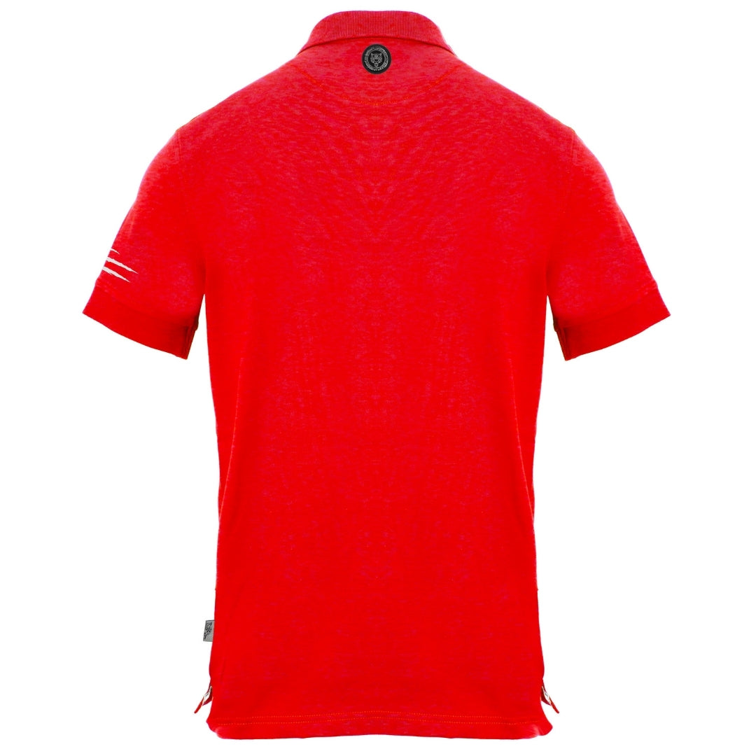 Plein Sport Small Tiger Scratch Logo Red Polo Shirt S