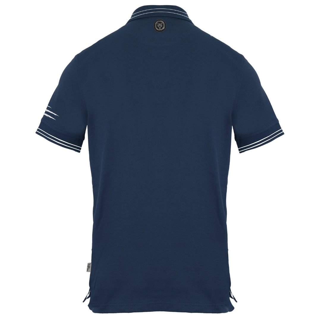 Plein Sport Signature Logo Twin Tipped Navy Blue Polo Shirt S