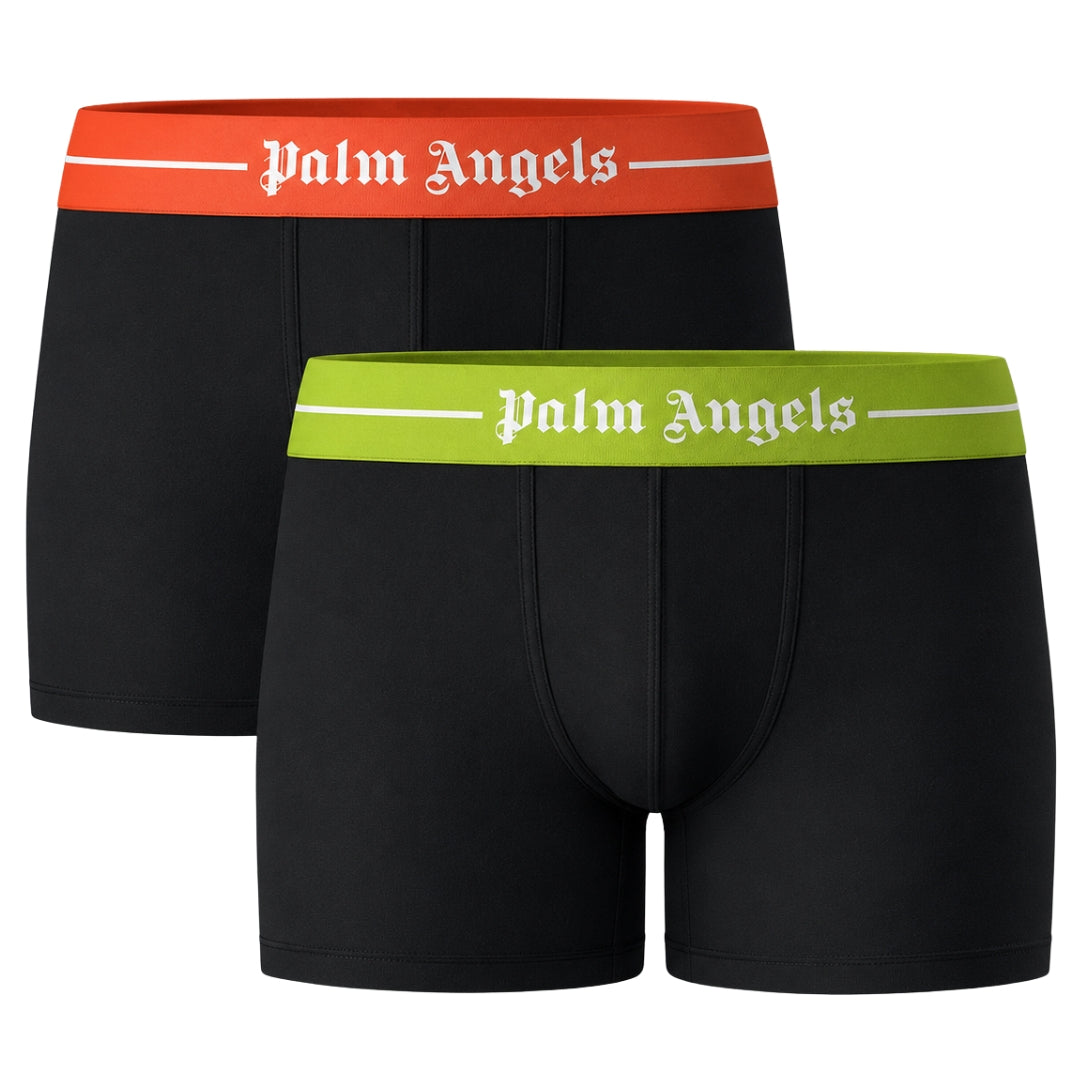 Palm Angels Two-Pack Neon Logo Black Short Trunk Boxer Shorts