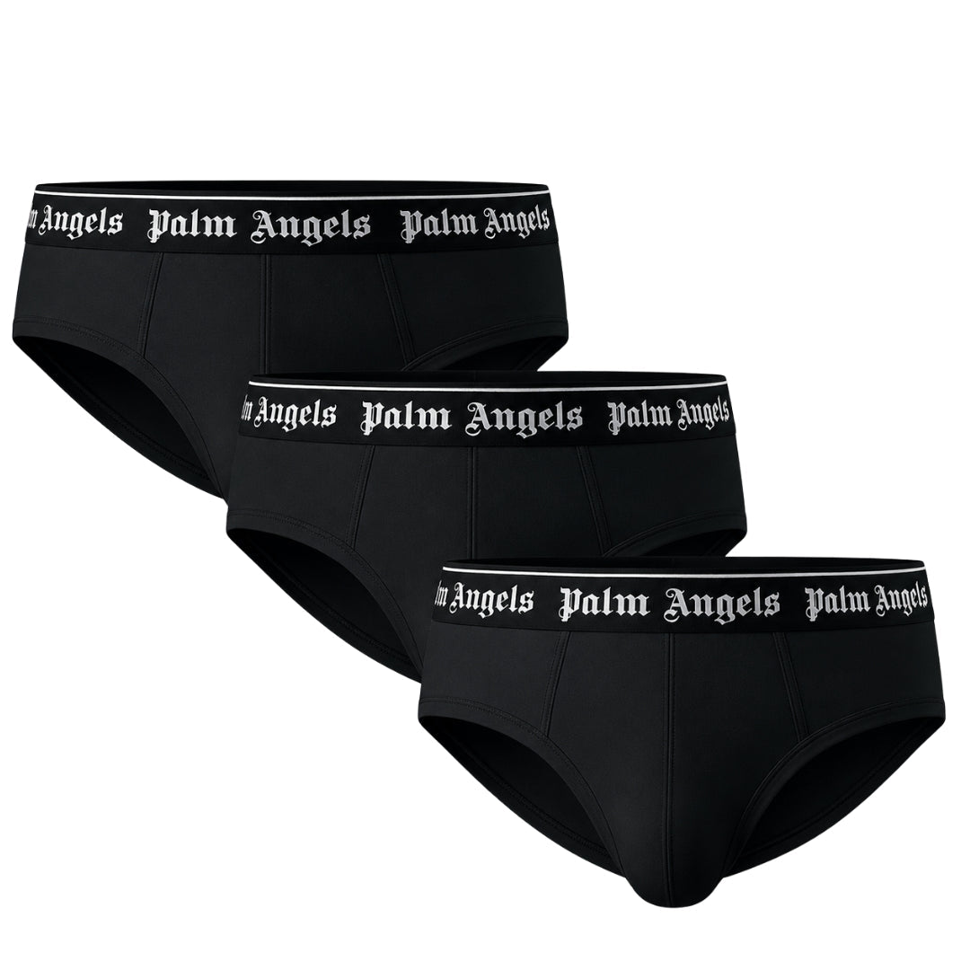 Palm Angels Tri-Pack Classic Logo Black Briefs