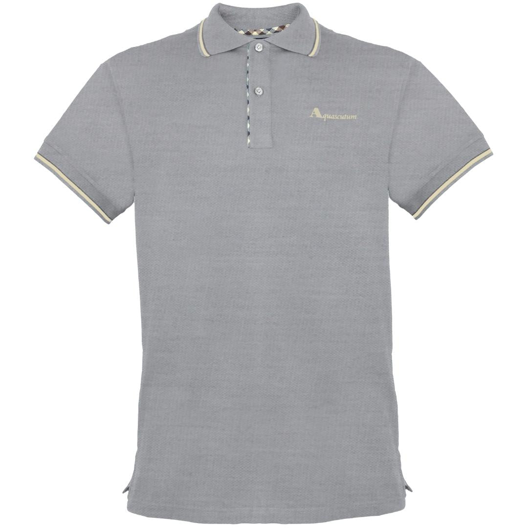 Aquascutum Tipped Collar Grey Polo Shirt
