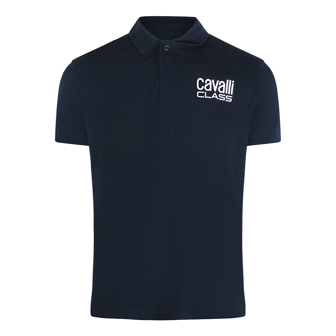 Cavalli Class Bold Logo Navy Blue Polo Shirt