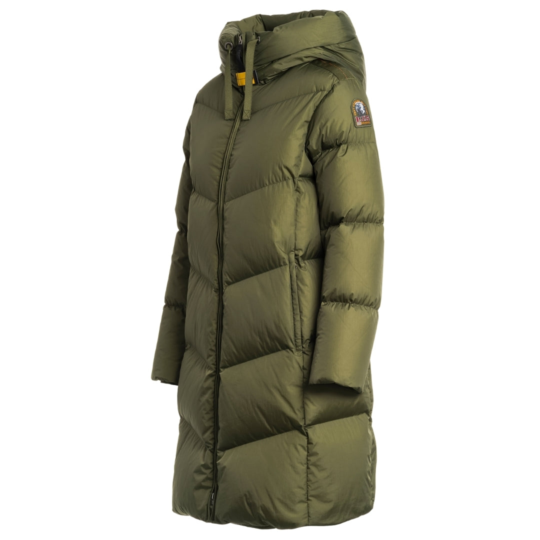 Parajumpers RINDOU PWPUHF33 356 Rosemary GREEN LONG HOODED DOWN JACKET Womens S