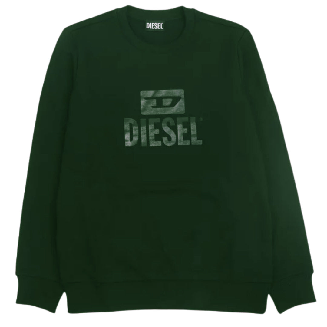 Diesel Mono Tone Logo Dark Green Sweatshirt
