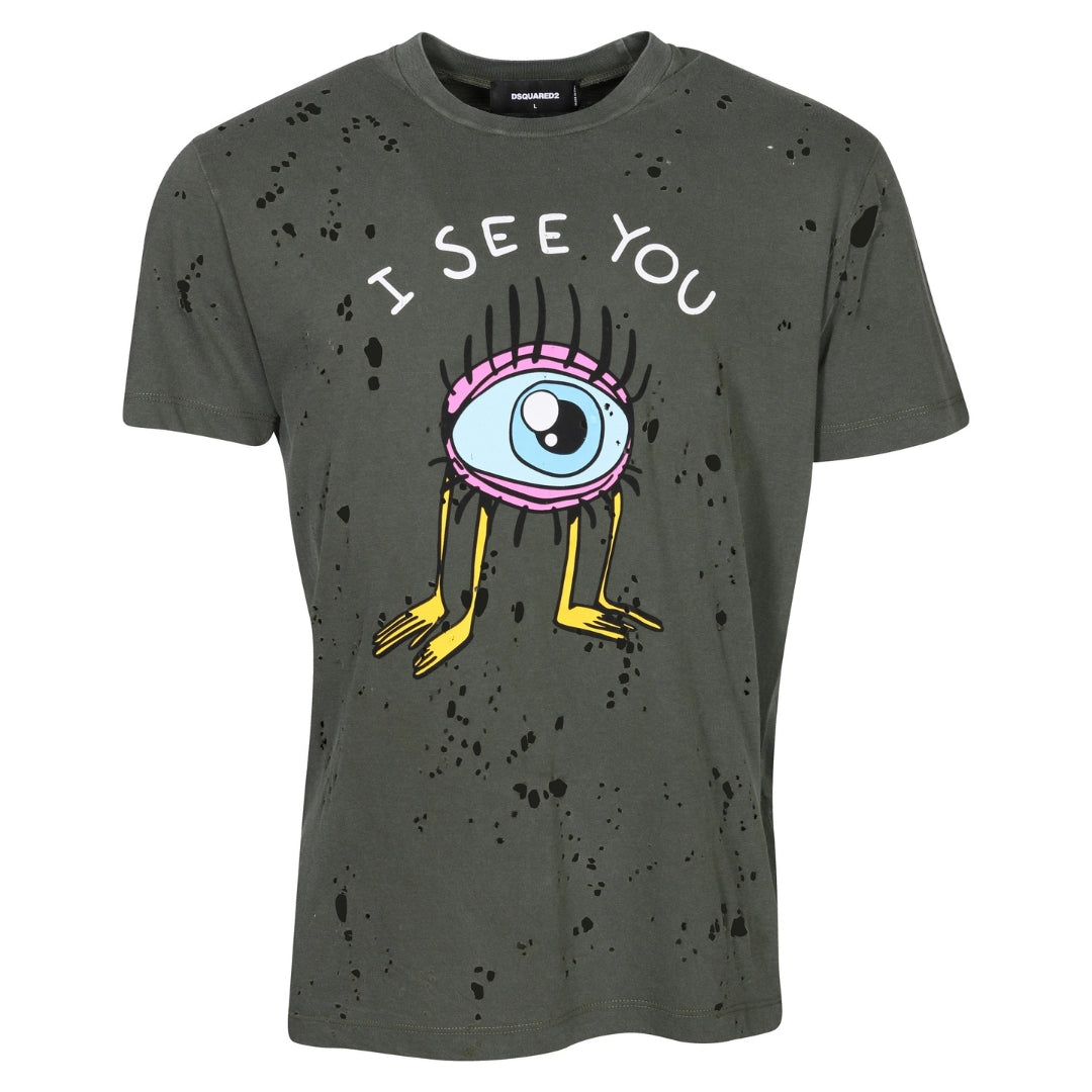 Dsquared2 I See You Logo Military Green T-Shirt M