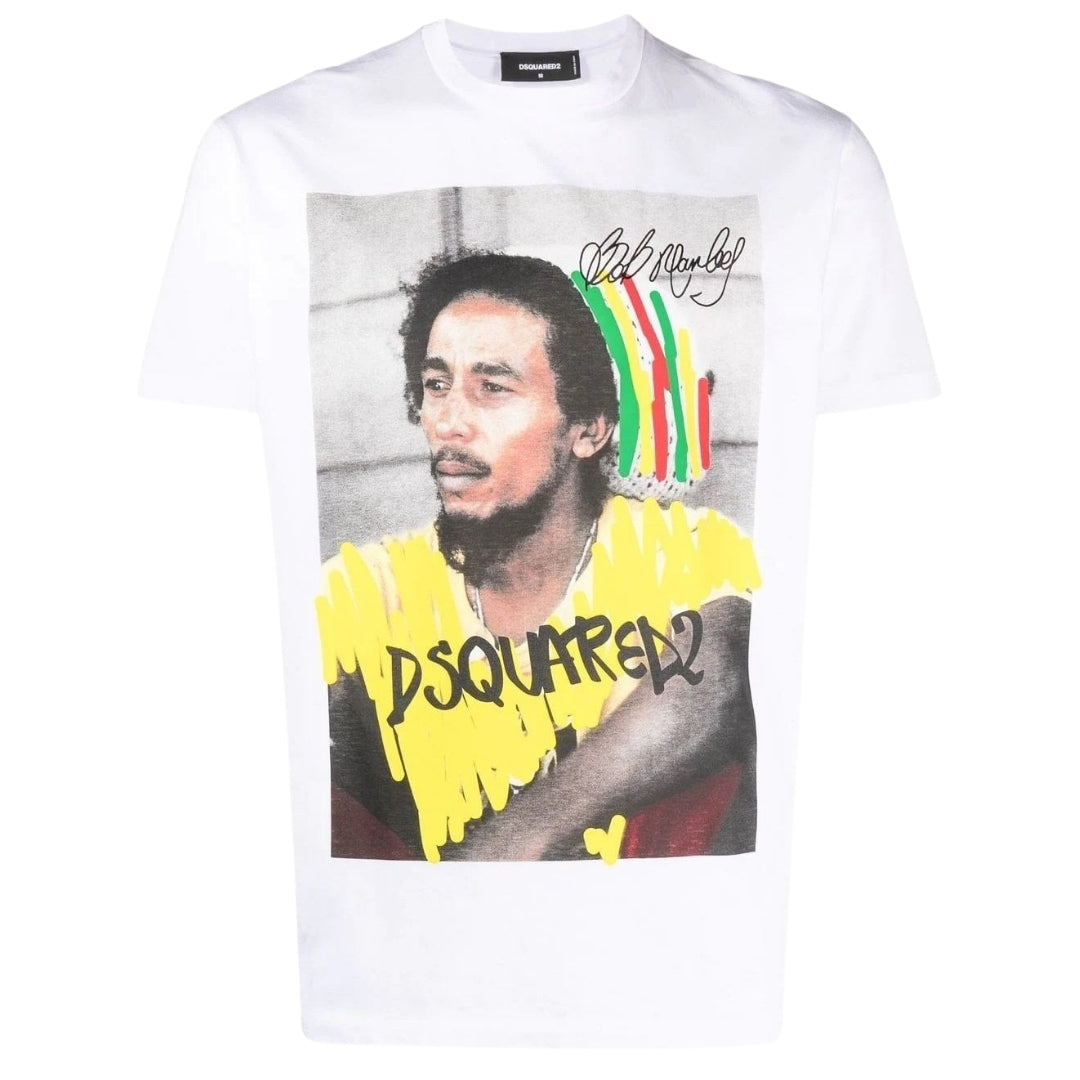 Dsquared2 Cool Fit Bob Marley Logo White T-Shirt XS