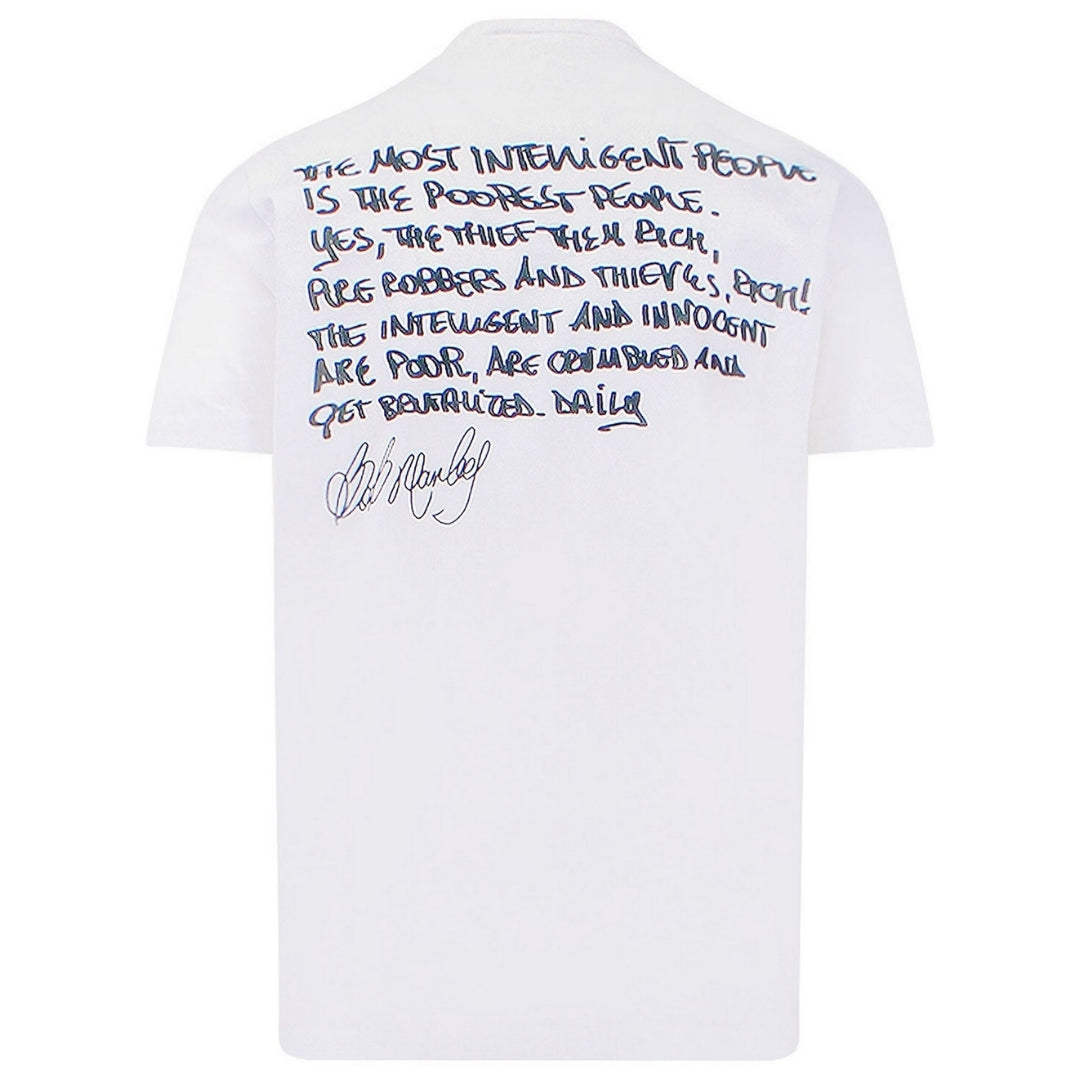 Dsquared2 Cool Fit Bob Marley Quote Design White T-Shirt S