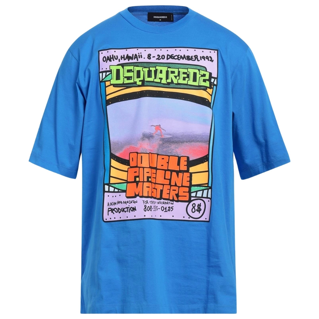 Dsquared2 Double Pipeline Masters Design Skater Fit Blue T-Shirt S