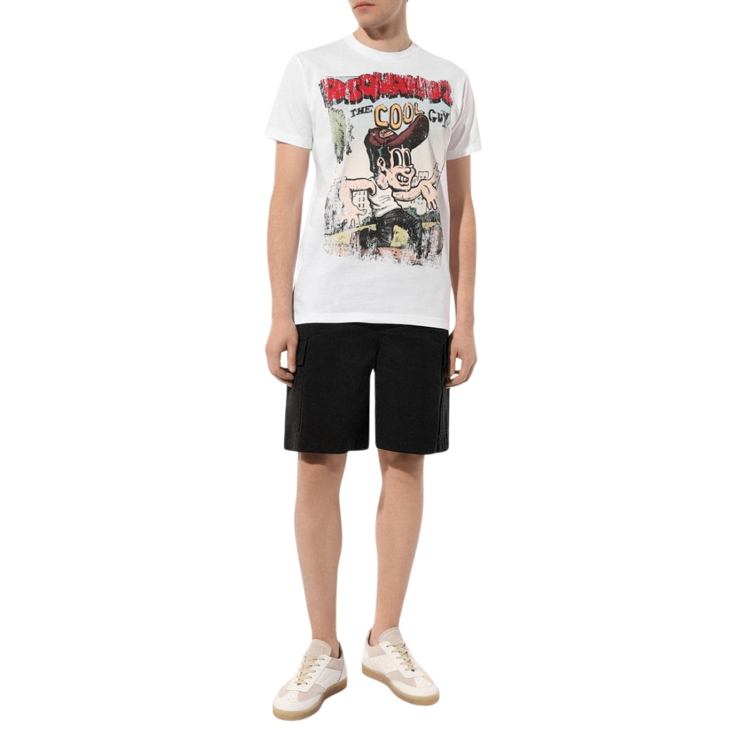 DSQUARED2 Cigarette Fit The Cool Guy Print White T-Shirt M