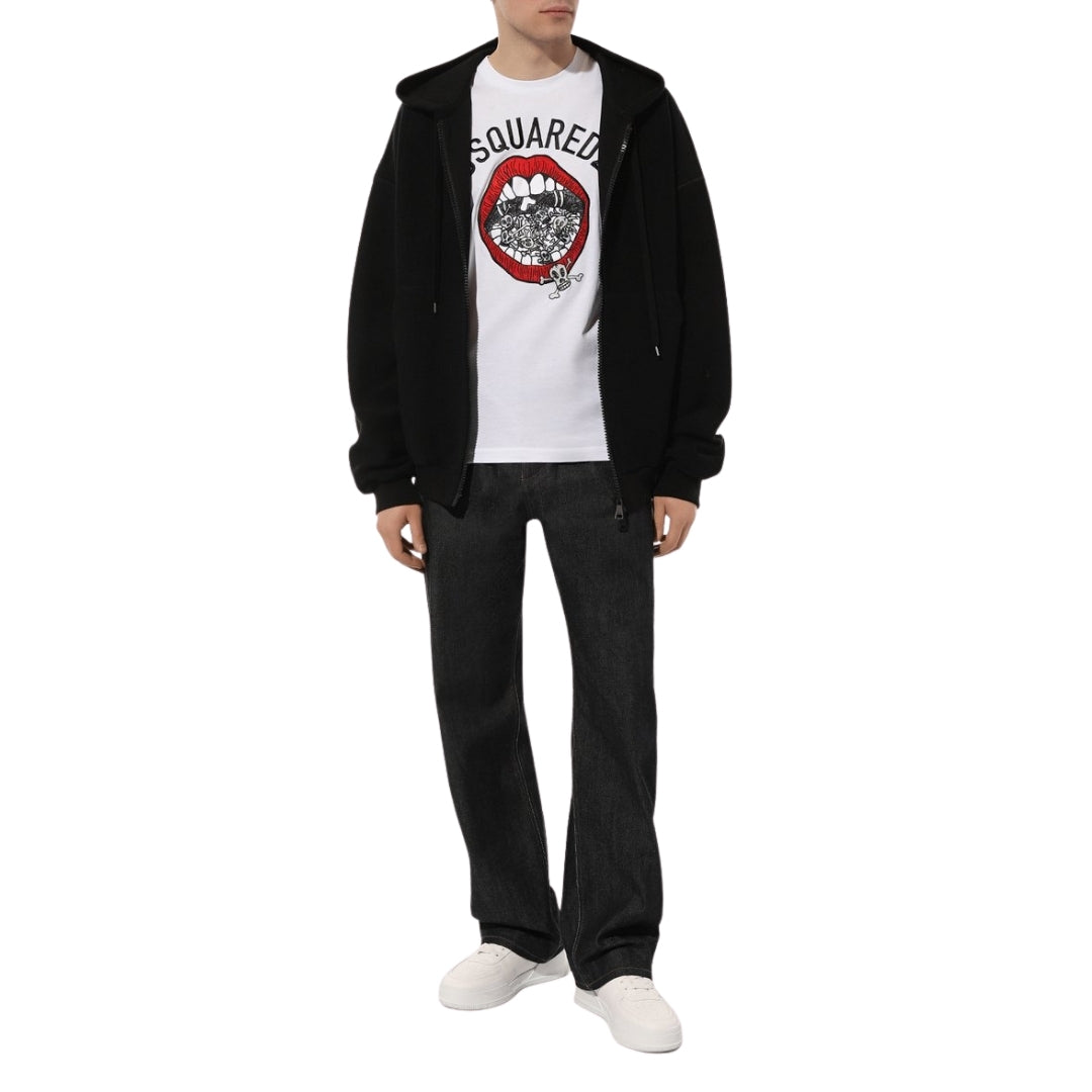 DSQUARED2 Branded Mouth Graphic White T-Shirt XS