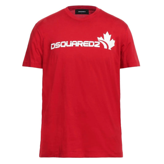 Dsquared2 White Maple Leaf Logo Cool Fit RedT-Shirt