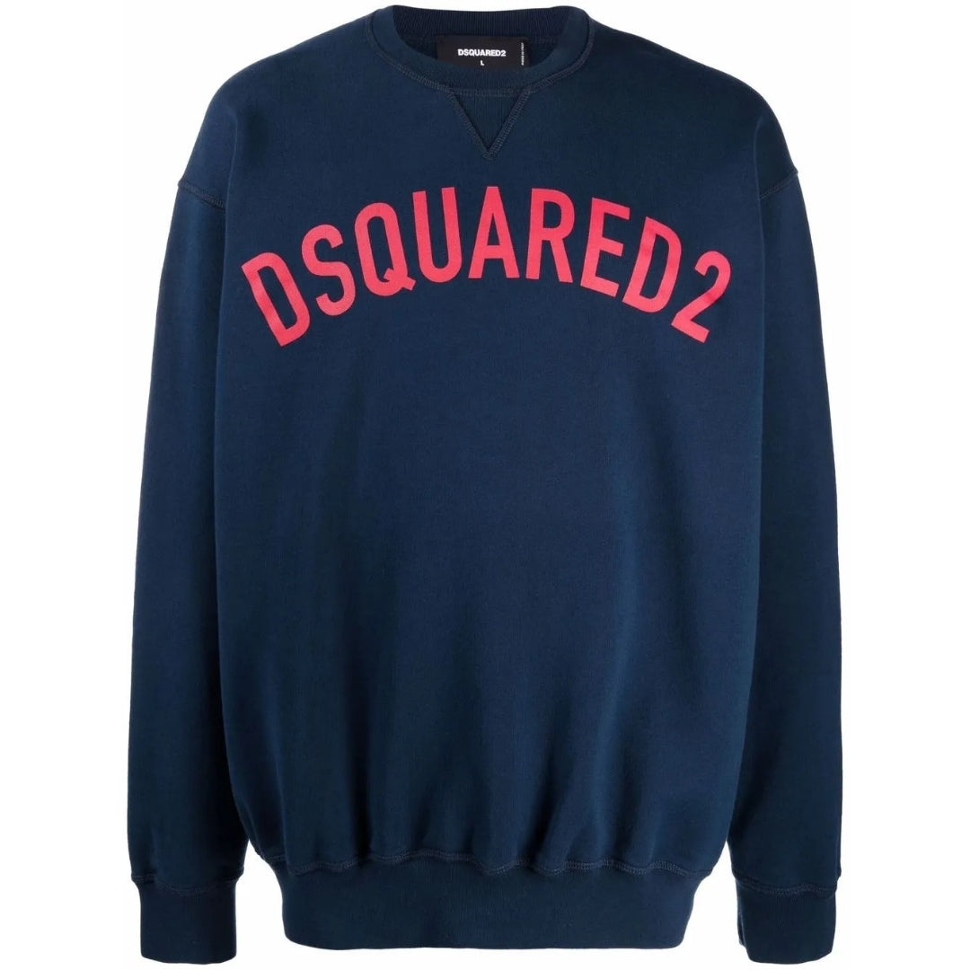 Dsquared2 Curved Logo Navy Blue Sweatshirt XXL