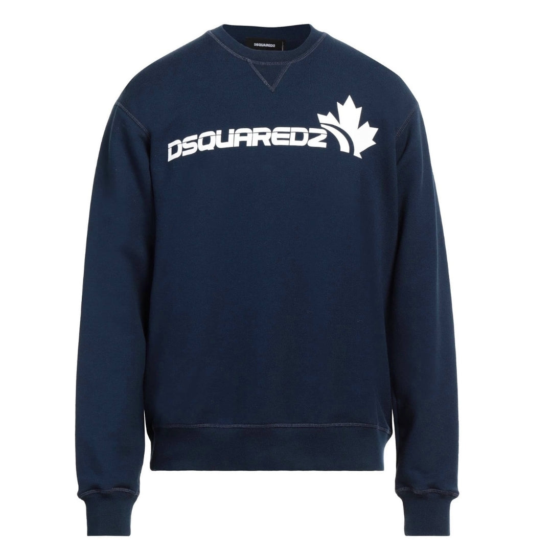 Dsquared2 Bold Maple Leaf Logo Navy Blue Sweatshirt