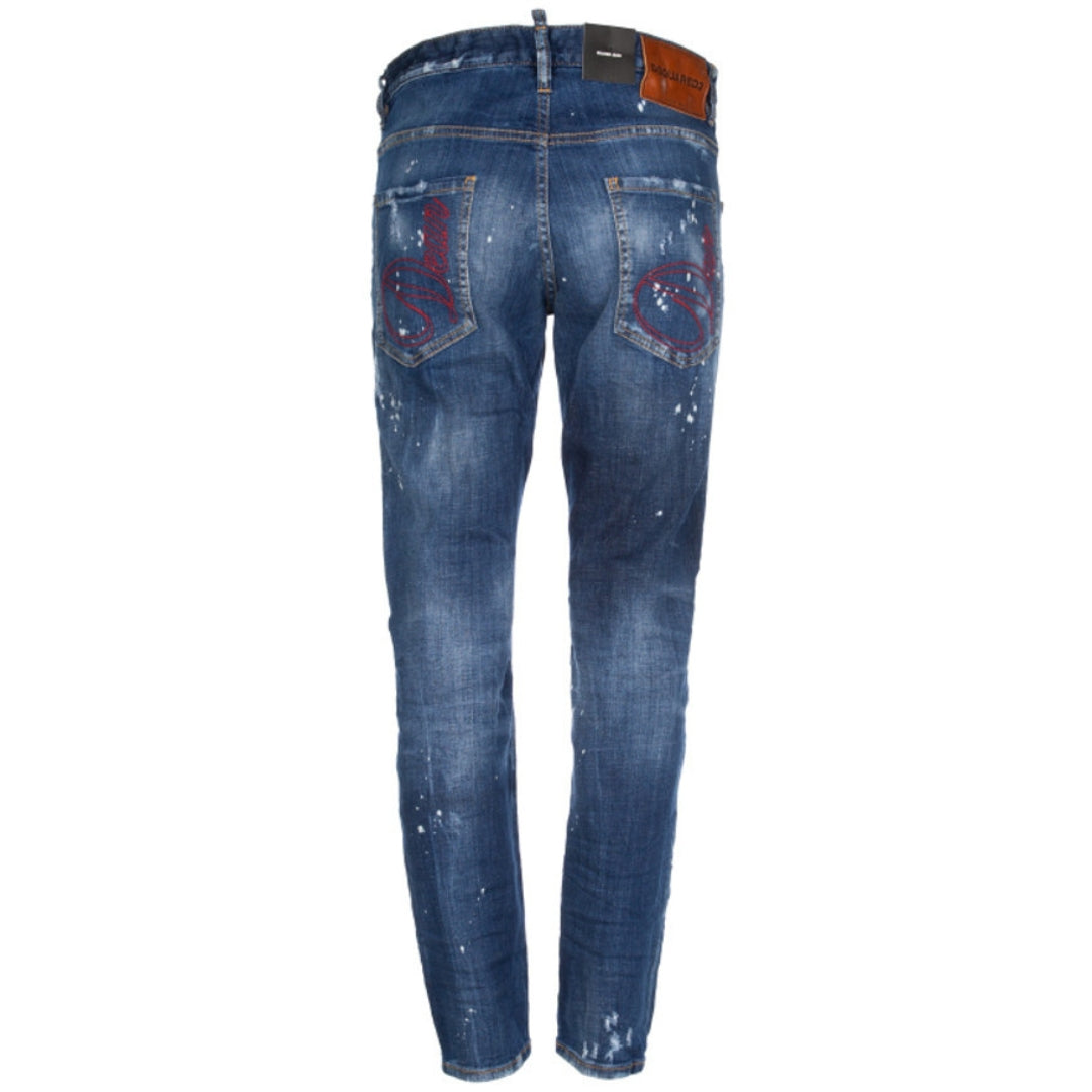 Dsquared2 Skater Jean Brown Badge Dark Blue Denim Pants W32