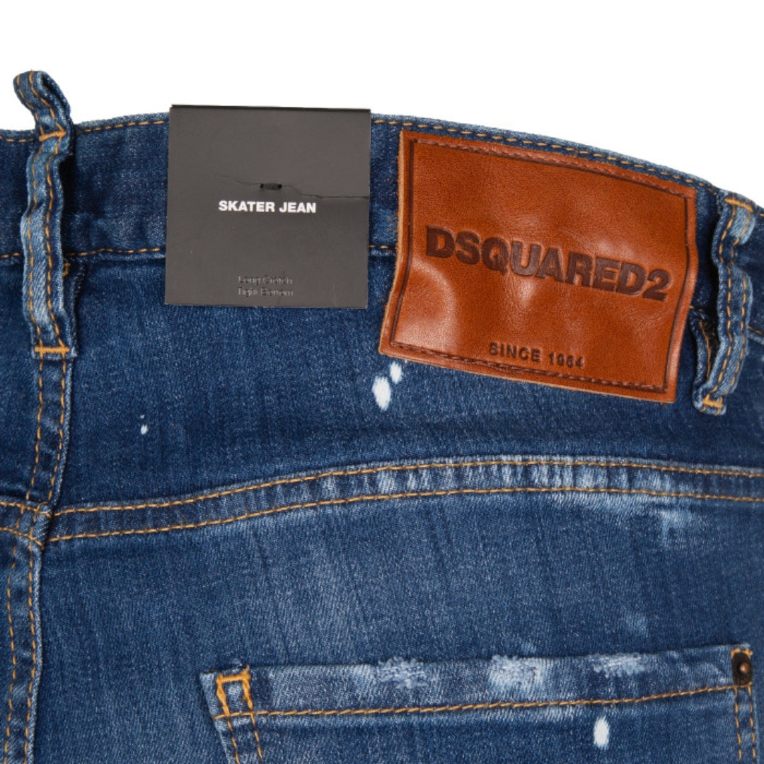 Dsquared2 Skater Jean Brown Badge Dark Blue Denim Pants W32