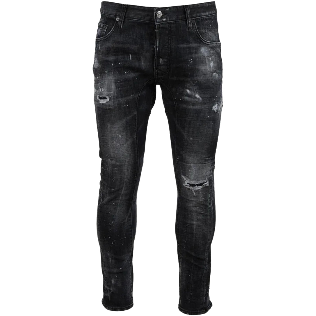Dsquared2 Tidy Biker Jean Black Destroyed Denim Jeans