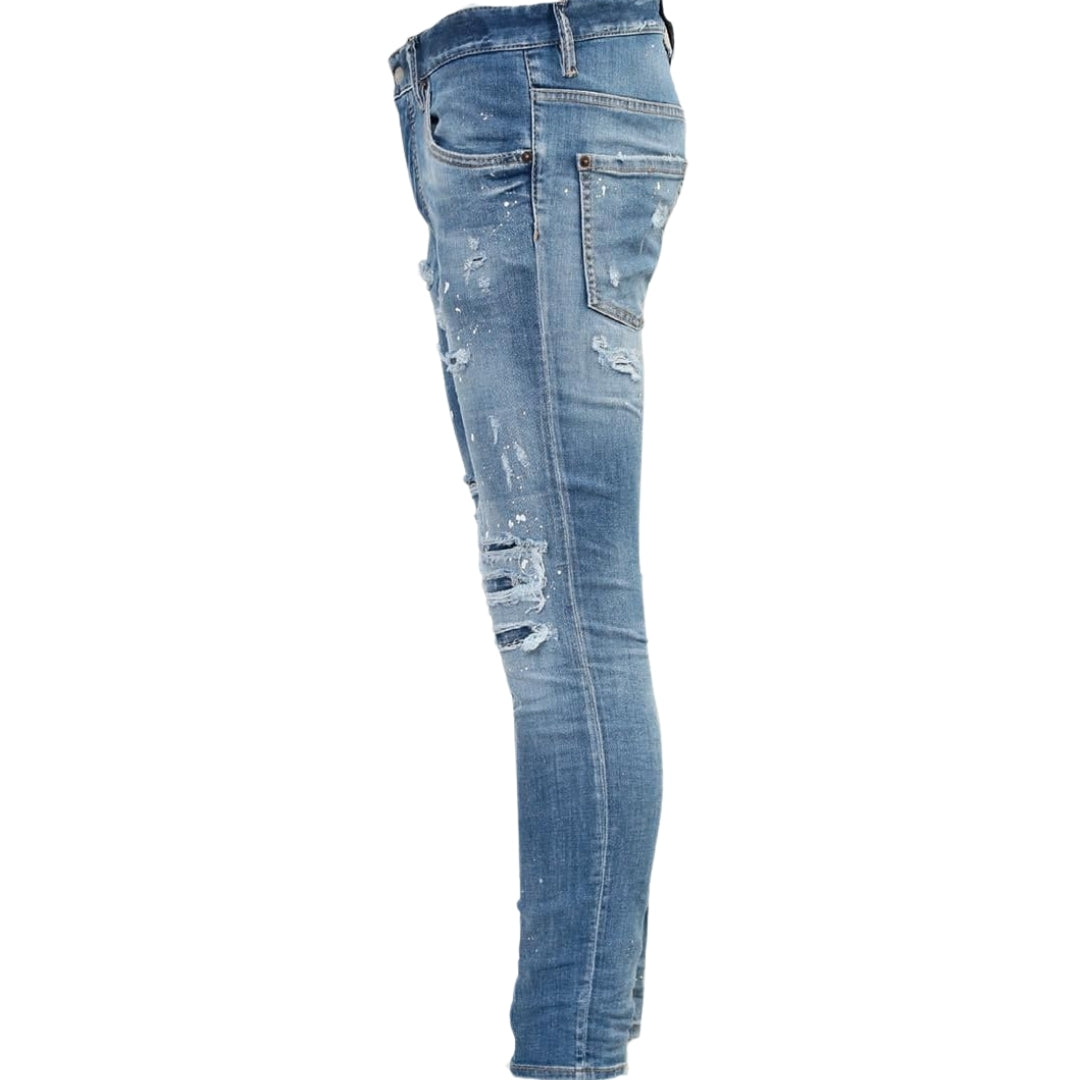 Dsquared2 Super Twinky Jean Paint Splash Reinforced Ripped Blue Jeans