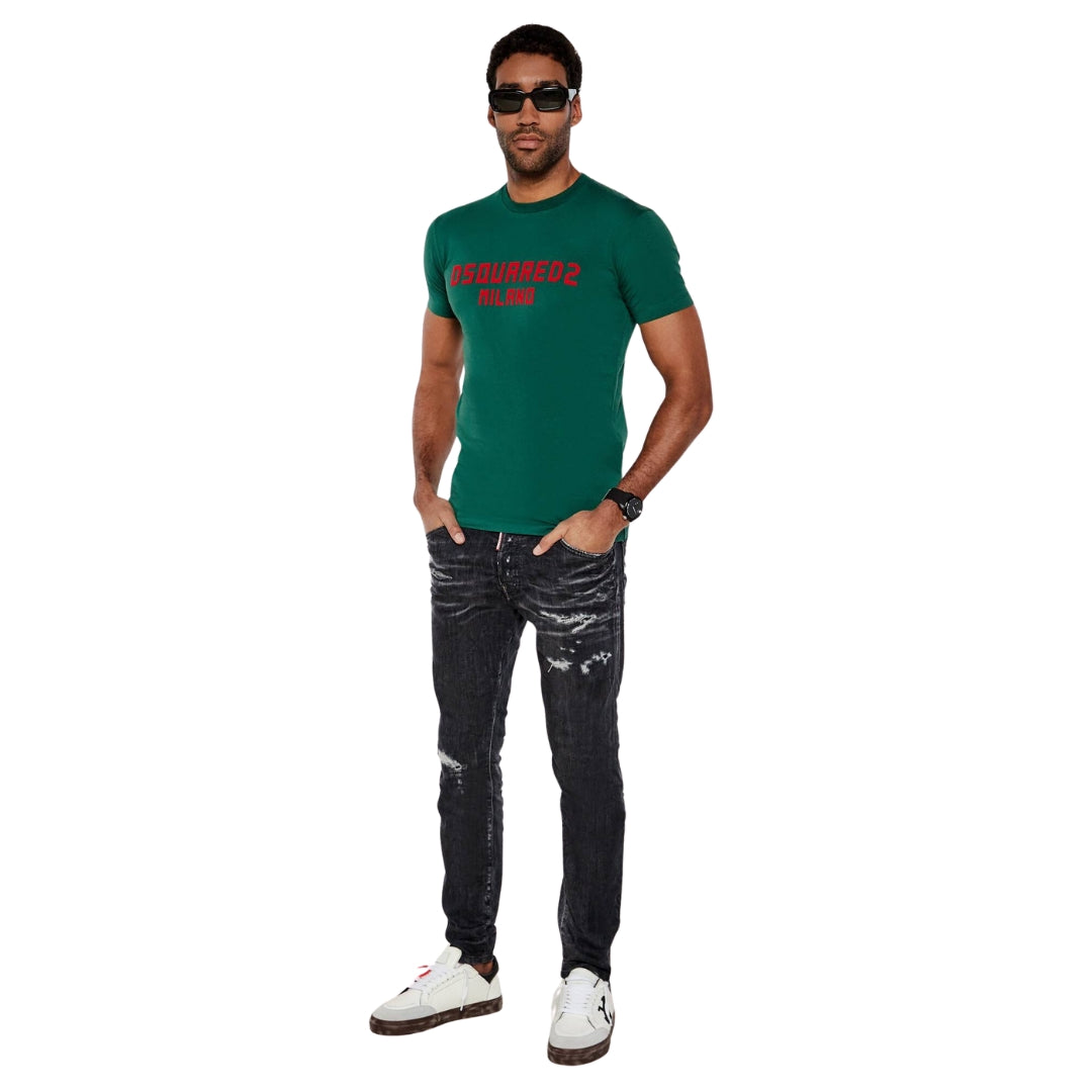 Dsquared2 Cool Fit T-Shirt Green Red Print XS