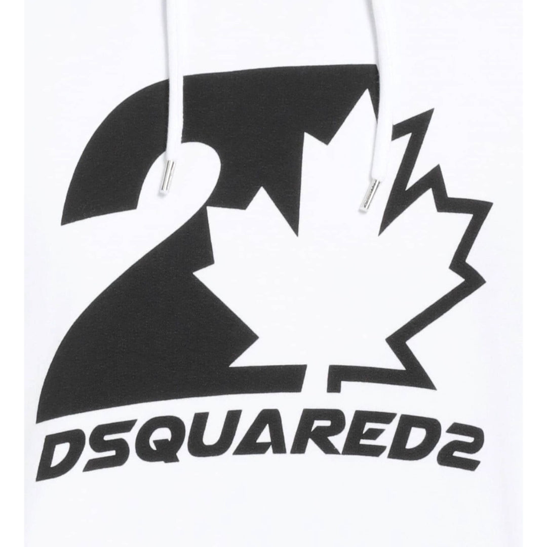 Dsquared2 Cool Fit Maple Leaf White Hoodie