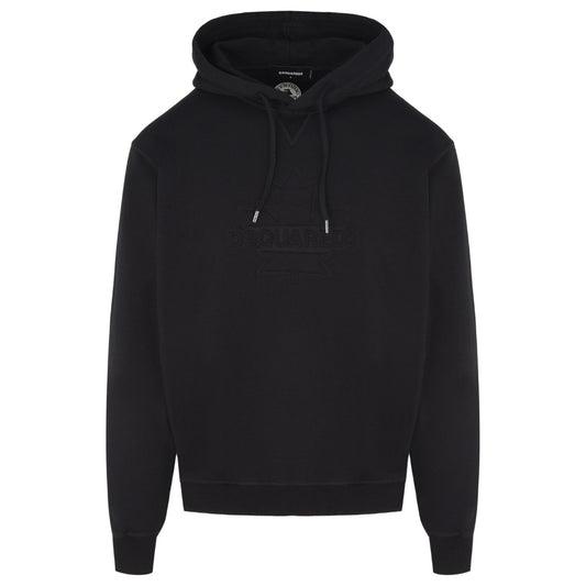 Dsquared2 Cool Fit Embossed Maple Leaf Logo Black Hoodie M