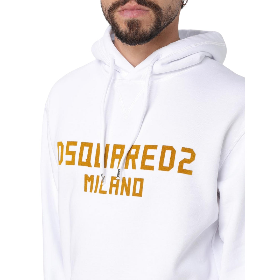 Dsquared2 Cool Fit Hoodie White Ochre Print S