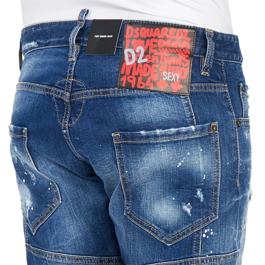 DSQUARED2 S74LB0970 S30663 TIDY BIKER JEAN 470 NAVY BLUE JEANS Mens 46