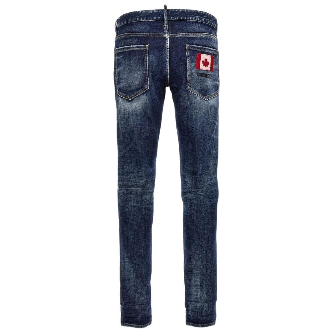 Dsquared2 Skater Jean Canadian Flag Badge Blue Wash Jeans