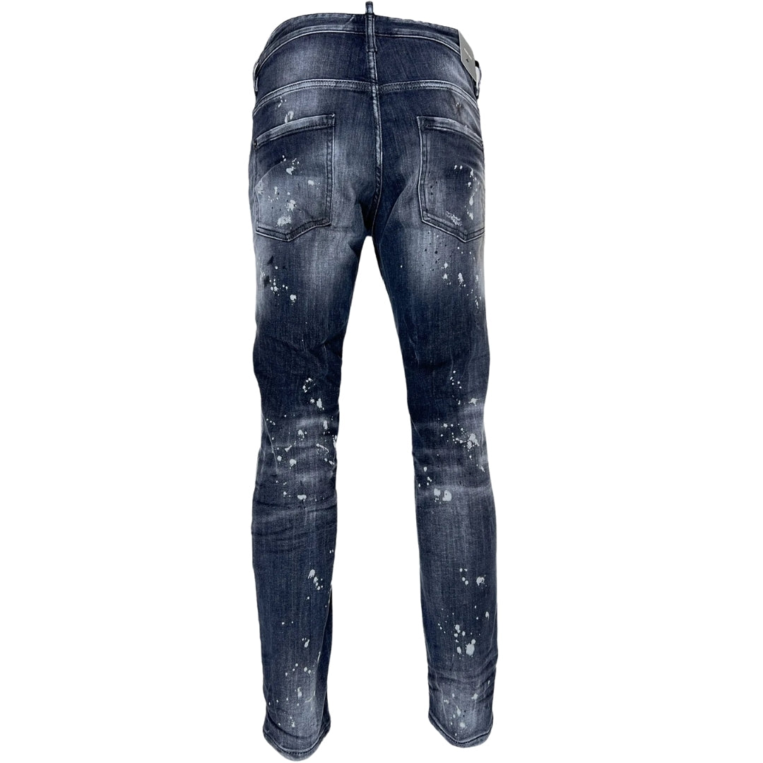 Dsquared2 Skater Jean Reinforced Ripped Paint Splatter Black Wash Jeans