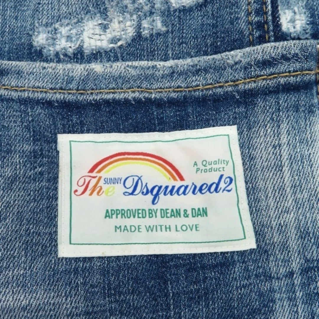 Dsquared2 Tidy Biker Jean Paint Splash Reinforced Ripped Blue Jeans