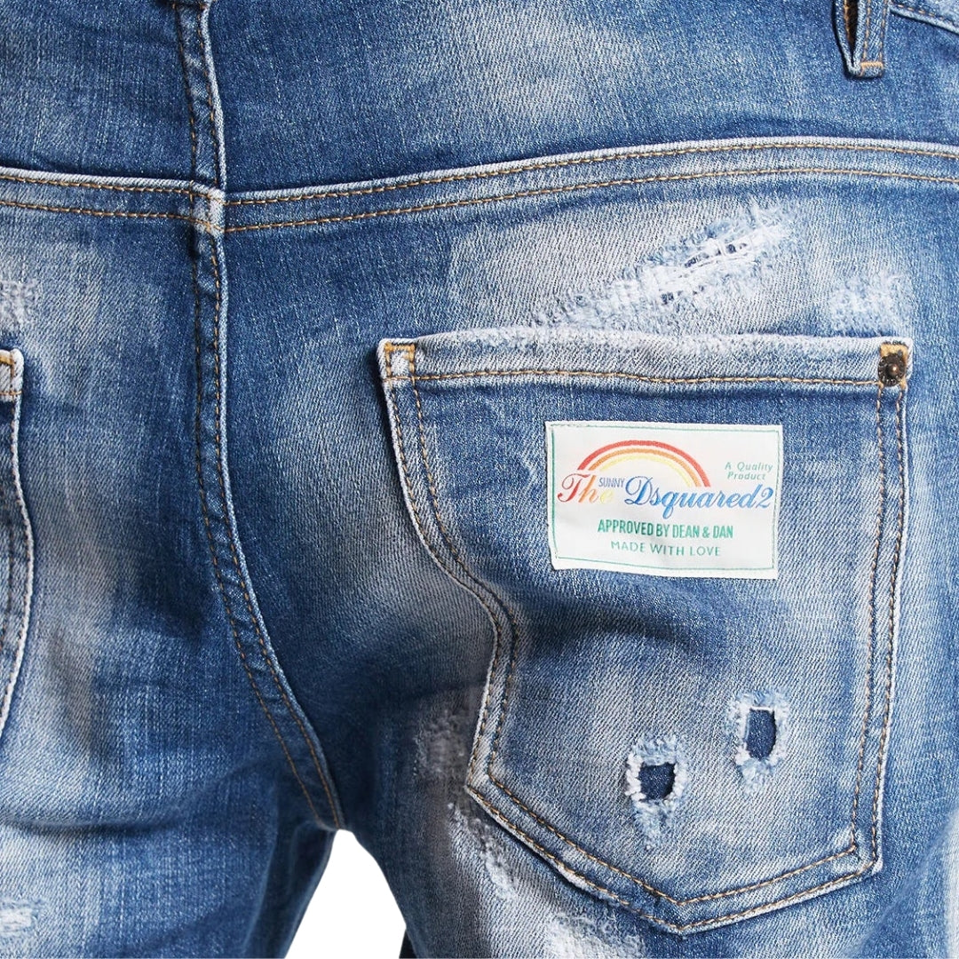 Dsquared2 Super Twinky Jean Faded Reinforced Ripped Blue Jeans