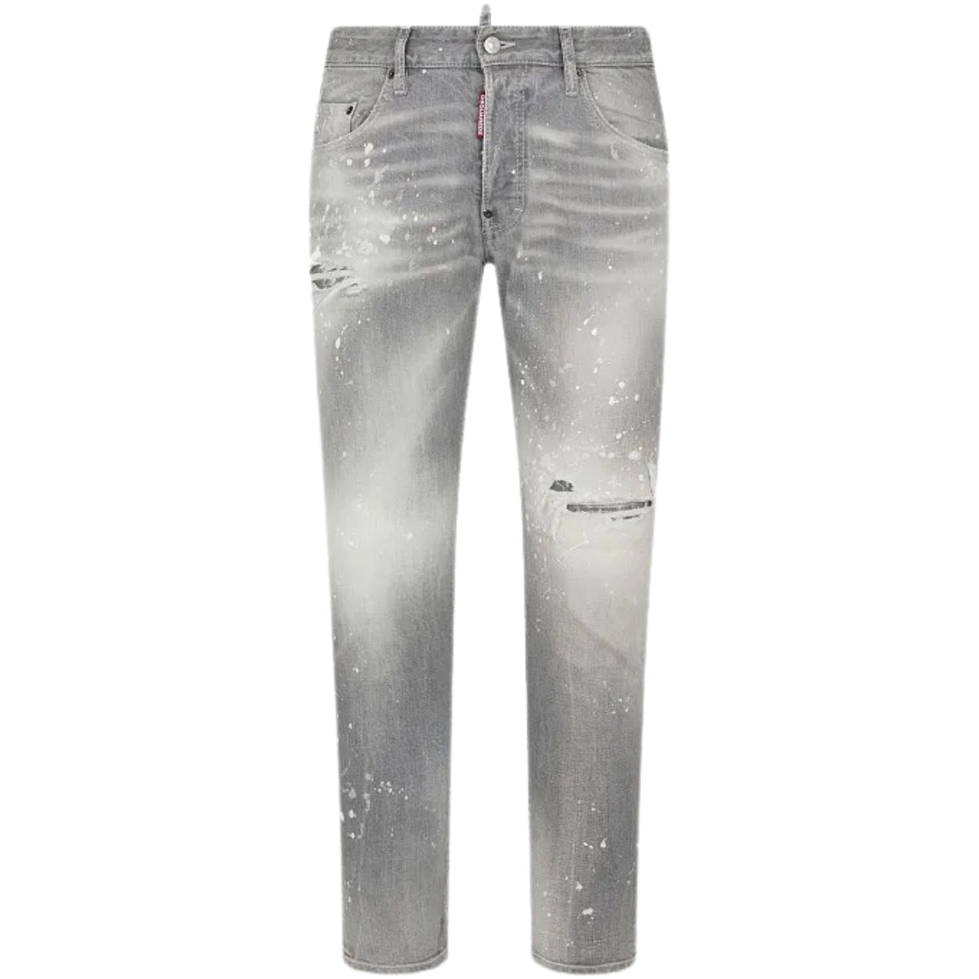 Dsquared2 Skater Jean Paint Splatter Light Grey Wash Jeans