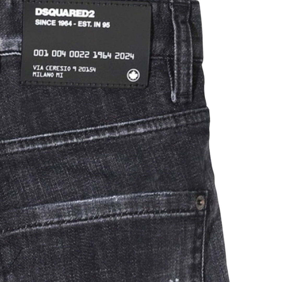 Dsquared2 Cool Guy Jean Black Paint Splattered Ripped Wash Jeans