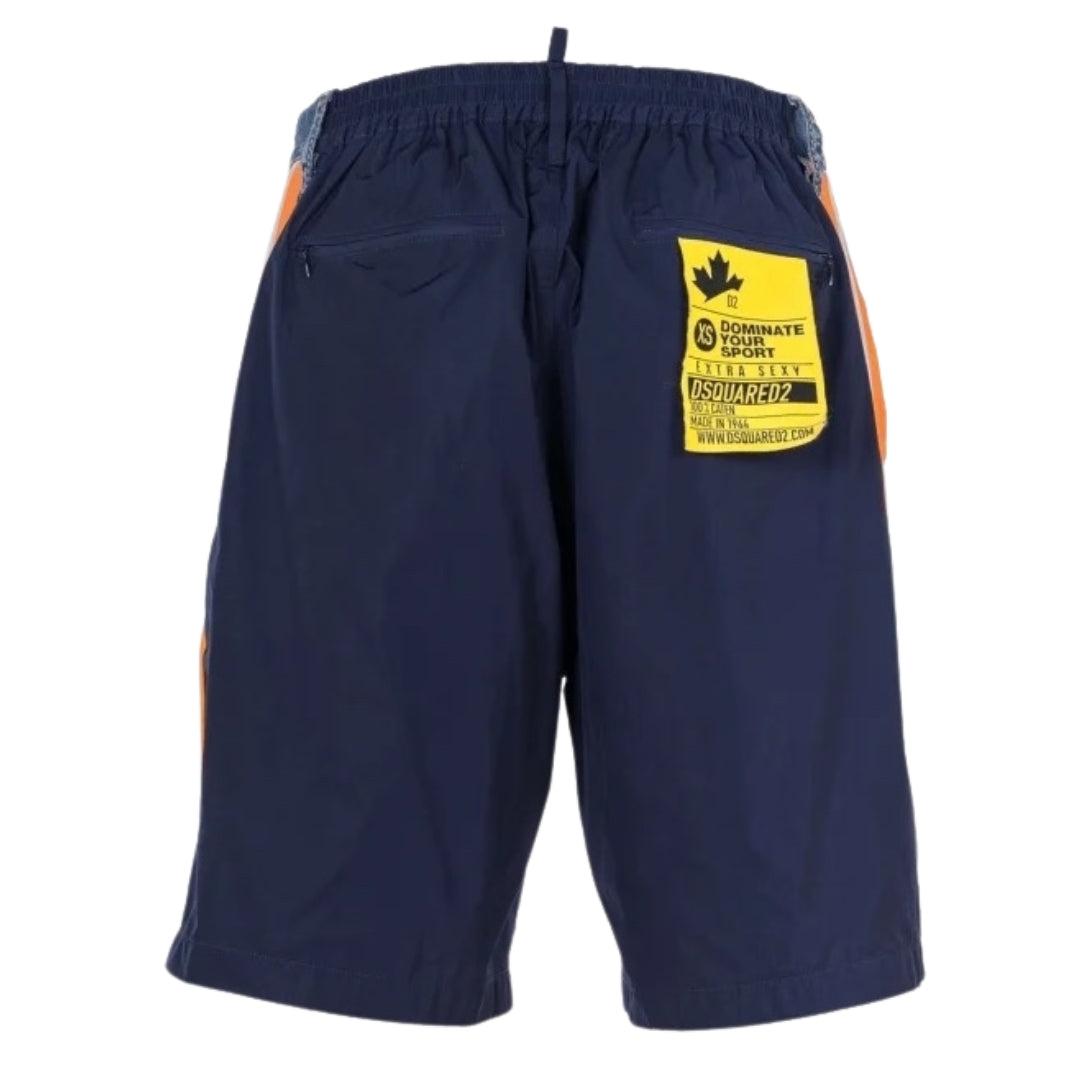 Dsquared2 Boxer Style Shorts Taped Hem Blue Denim Shorts W34