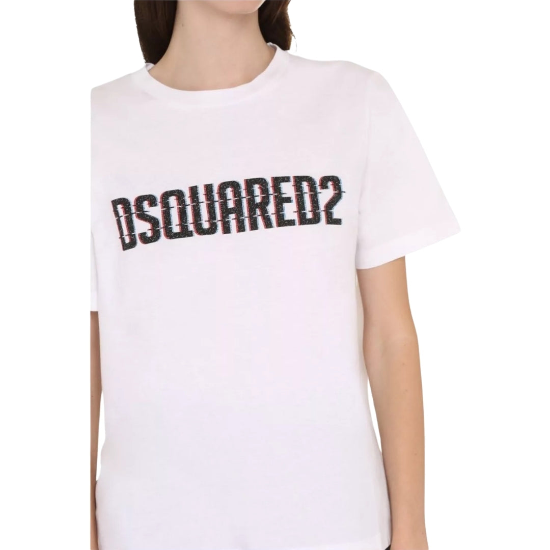DSQUARED2 Logo Print Crew Neck White T-Shirt S