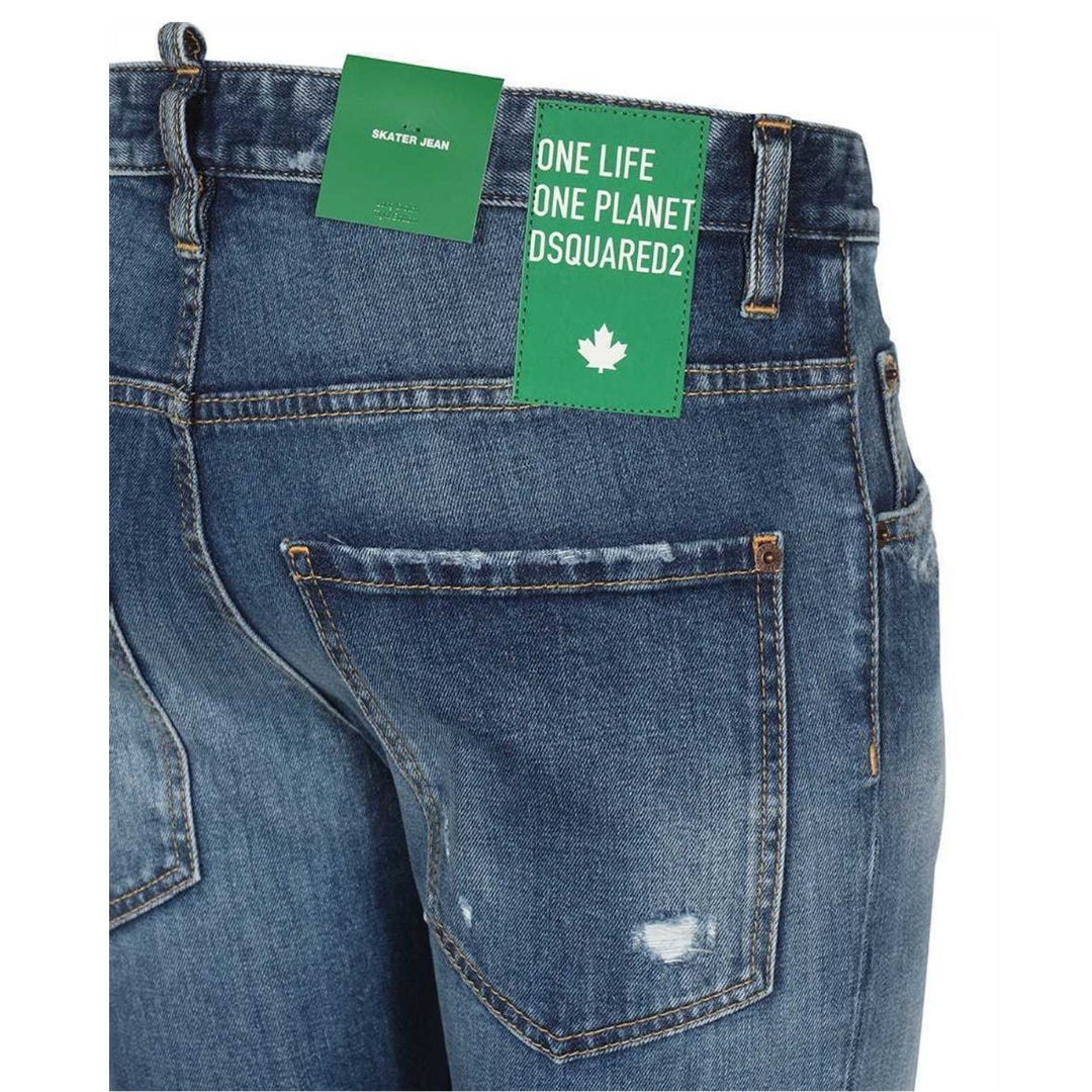 Dsquared2 Skater Jean Green Badge Blue Denim Pants
