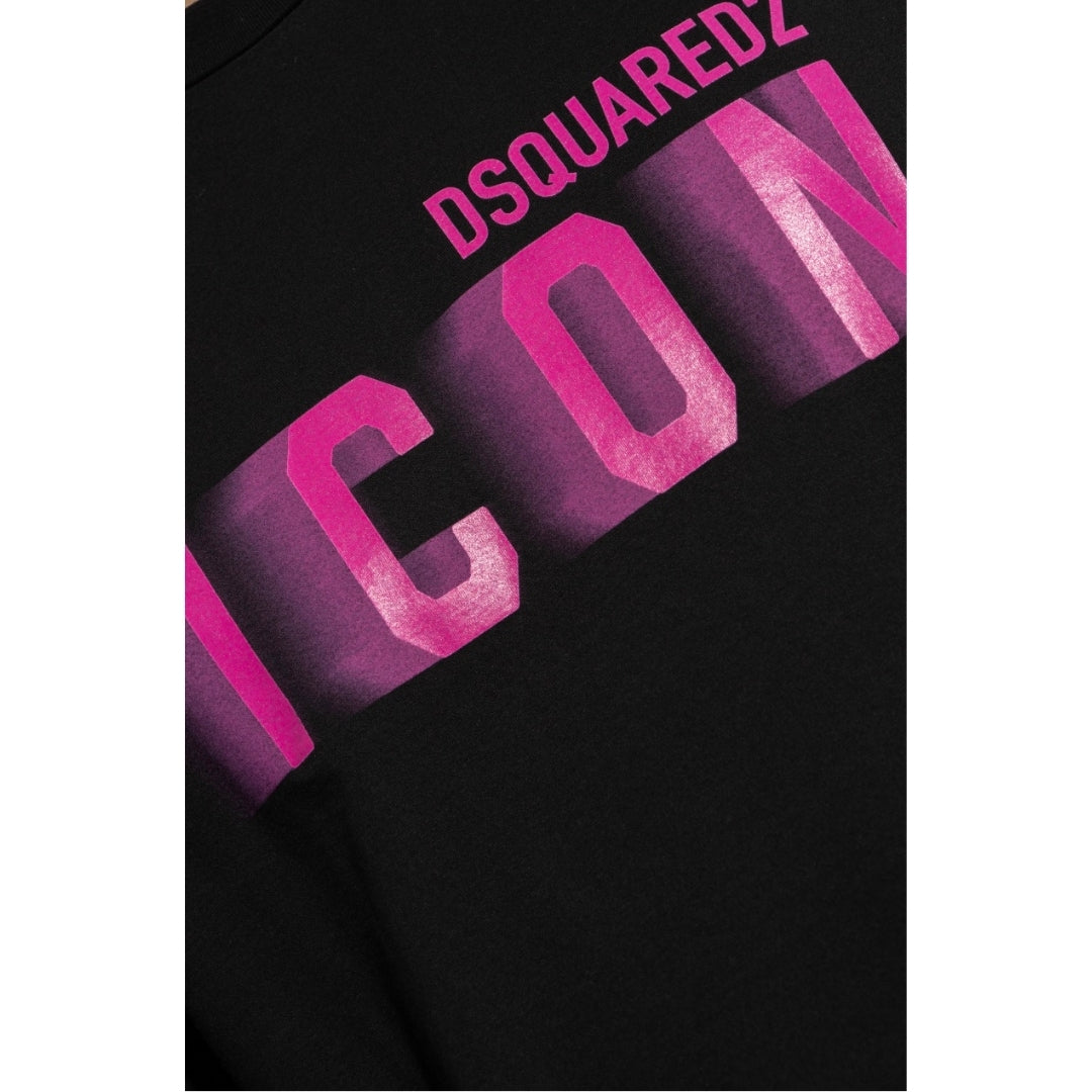 DSQUARED2 Icon Pink Blur Print Black Loose Fit T-Shirt M